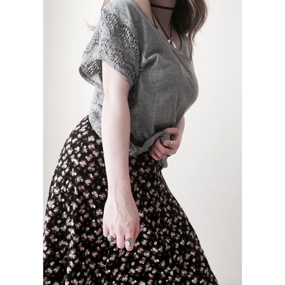 Ecote Oversized Crochet Detail Short Sleeve Tee